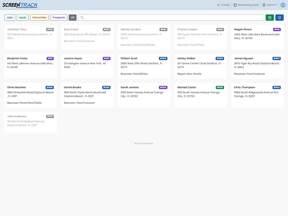 ScreenTrack CRM Web Application