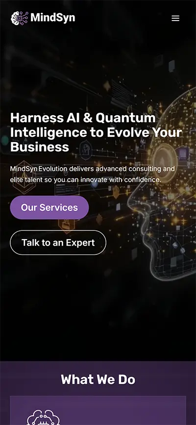 WordPress Website for MindSyn Evolution Screenshot (Mobile)