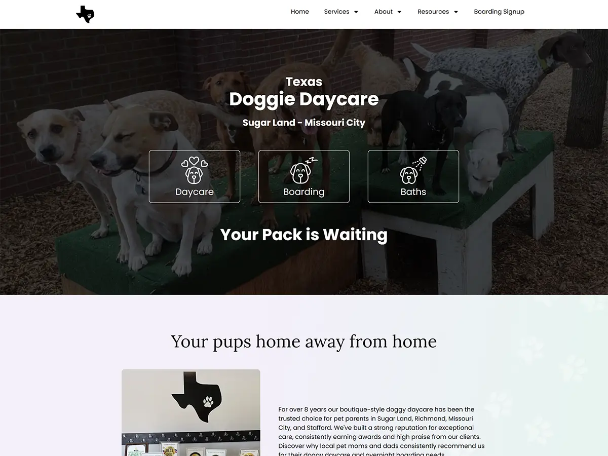 WordPress Website for Texas Doggie Daycare